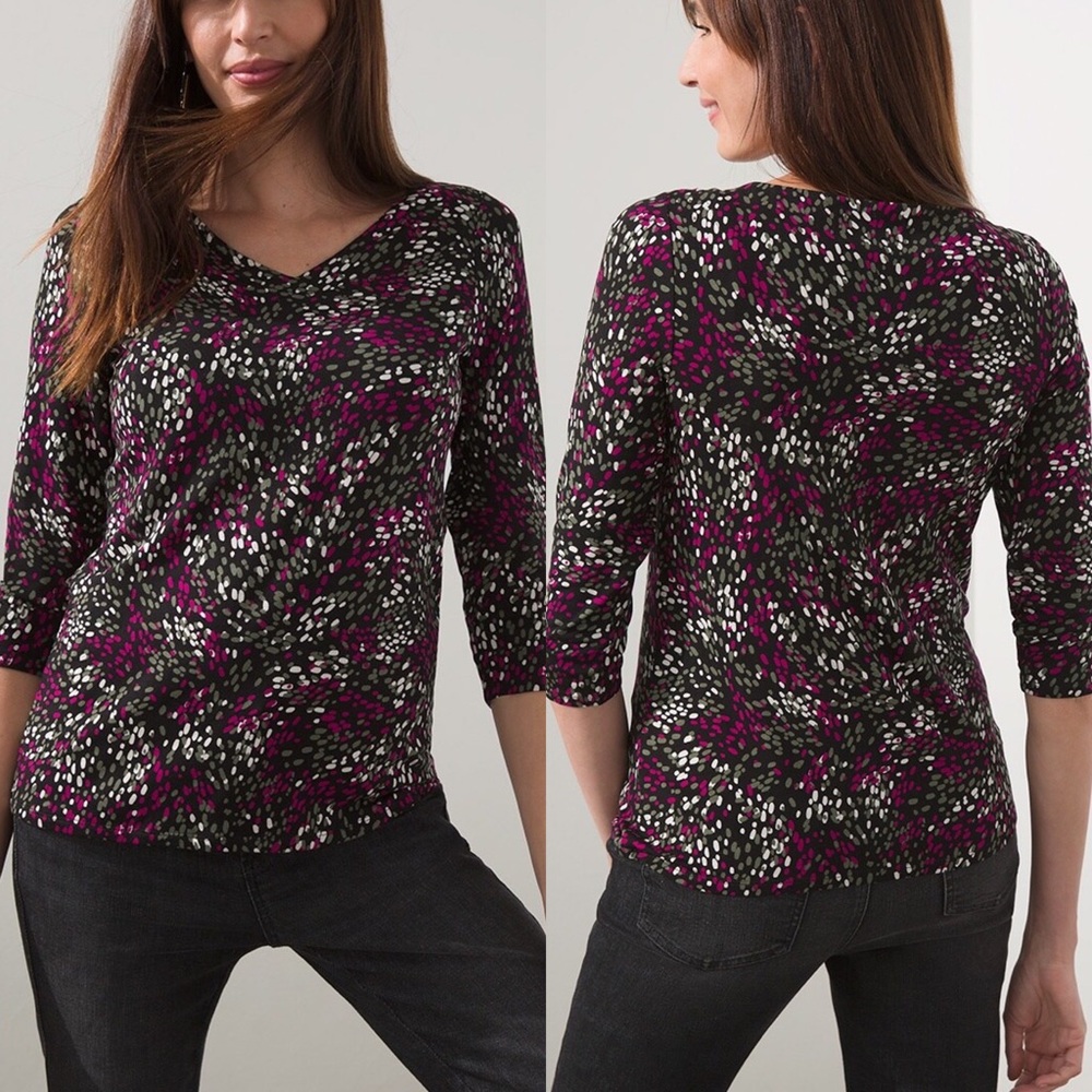 Chico’s NEW Droplets High Wide Tee Top Sz M